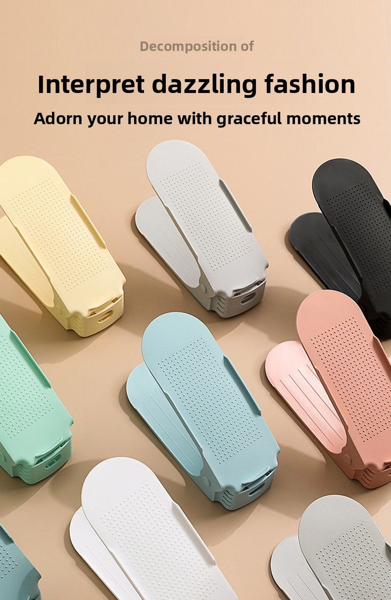 Adjustable Cabinet Storage Artifact Plastic Double-layer Rack Simple Household Integrated Shoe Holder Foldable_voghion.com
