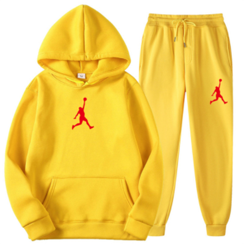 N S Autunno Inverno Stampa Tuta sportiva casual Felpa con cappuccio Set da due pezzi_voghion.com