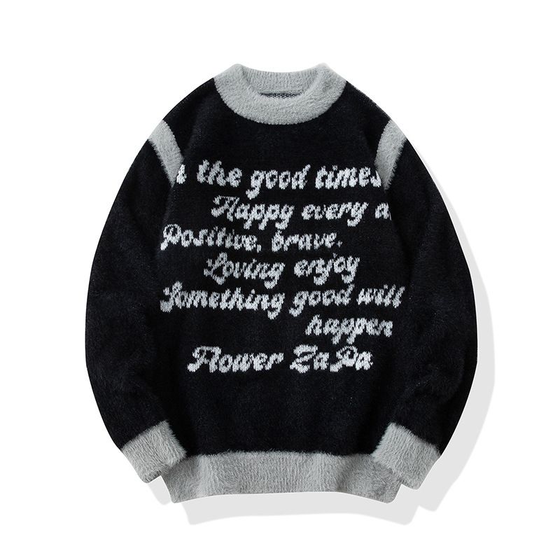 Swea men's autumn win new style American let loose round neck couple's casual simple and versatile knitted_voghion.com