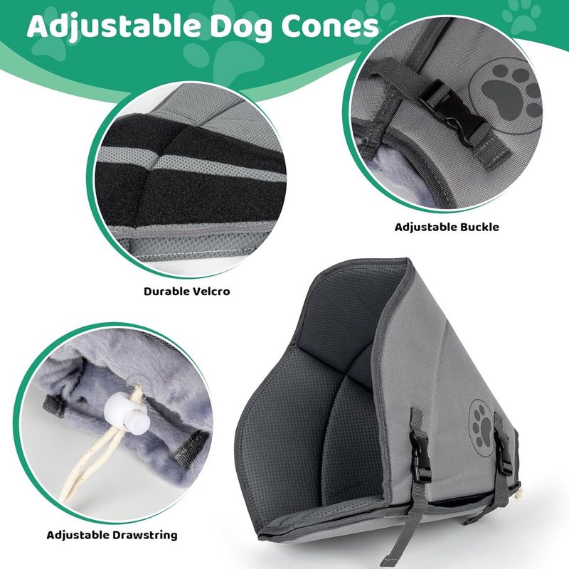 IFurffy Dog Cone For After Surgery Breathable Soft Dog Cone For Large Medium Small Size Dog, Adjustable Drawstring And Buckle Dog Recovery Collar To Stop Licking And Scratching Wound_voghion.com