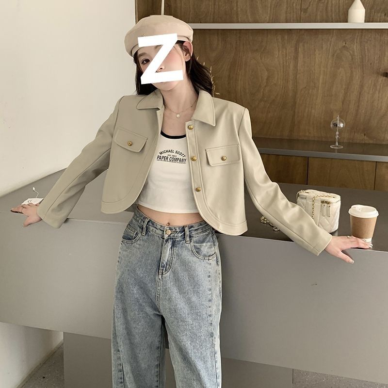 Veste de moto courte en cuir pour femme, style américain, printemps-automne 2025, nouvelle collection décontractée et polyvalente, tendance_voghion.com