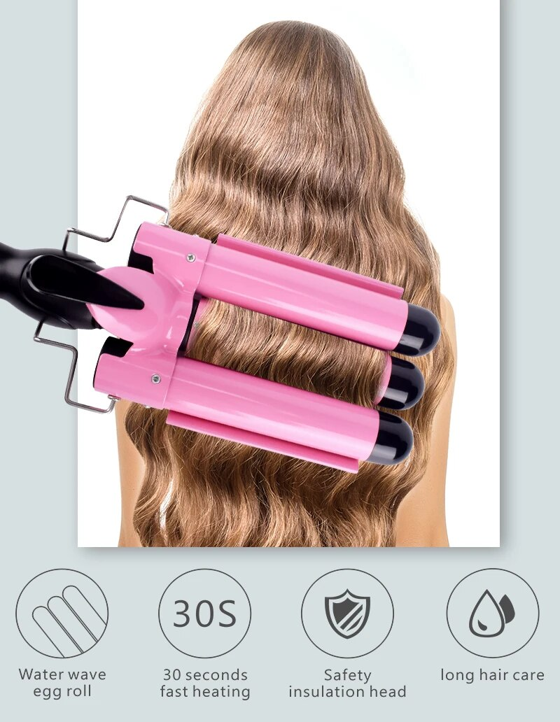 Professionell Keramik Trippelfat Curler Iron Wave Waver Styling Tools Hårstylervägg_voghion.com