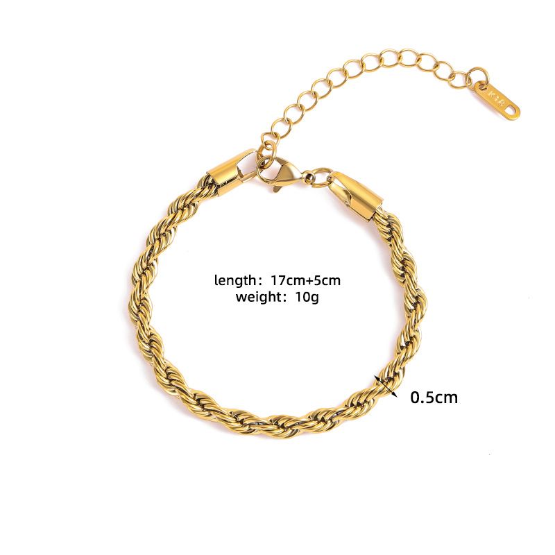 Bracciale intrecciato in rilievo a doppio strato placcato oro Zhenmang INS con anello semplice e personalità circolare elettroplaccato per uomo e donna_voghion.com