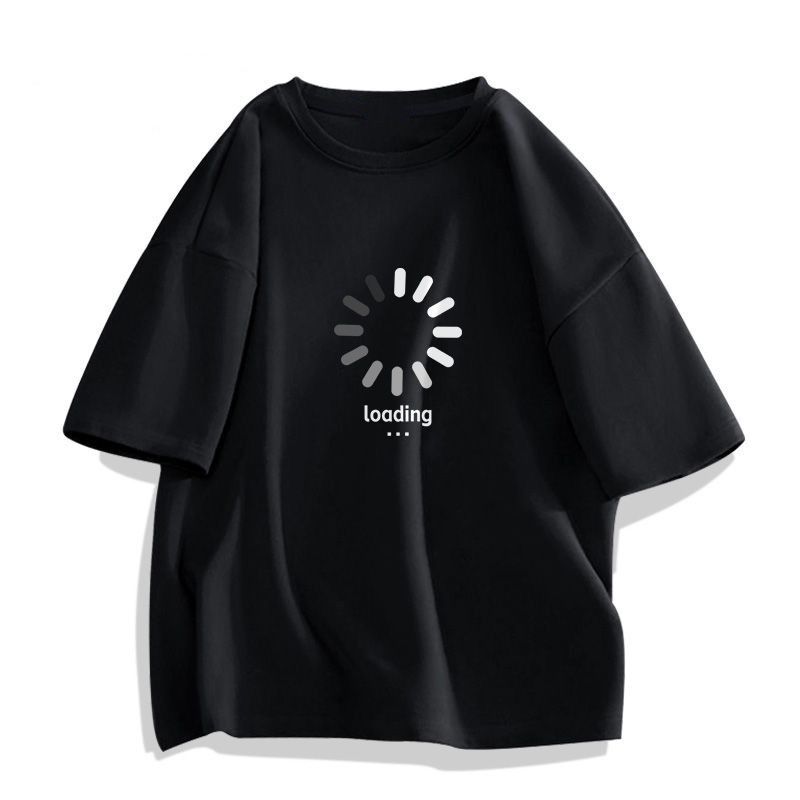 Loading funny text on pure cotton short sleeved 2024 new personalized summer t-shirt trendy high-end Korean version_voghion.com