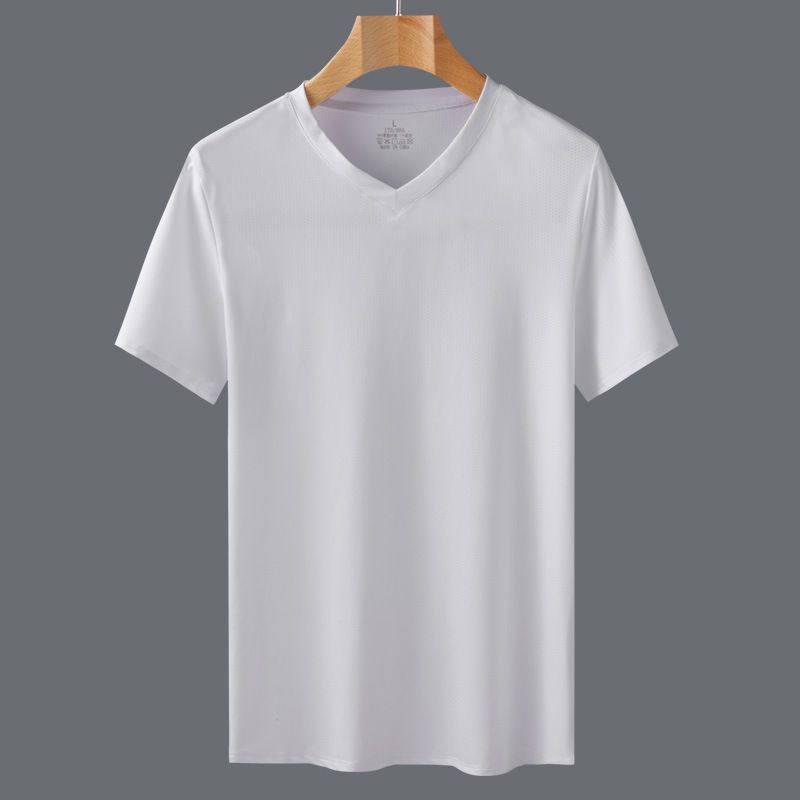 Vale la pena acquistare una maglietta a maniche corte in seta con scollo a cuore, per uomo, stile pattinaggio sul ghiaccio, per papà di mezza età, con scollo a V._voghion.com