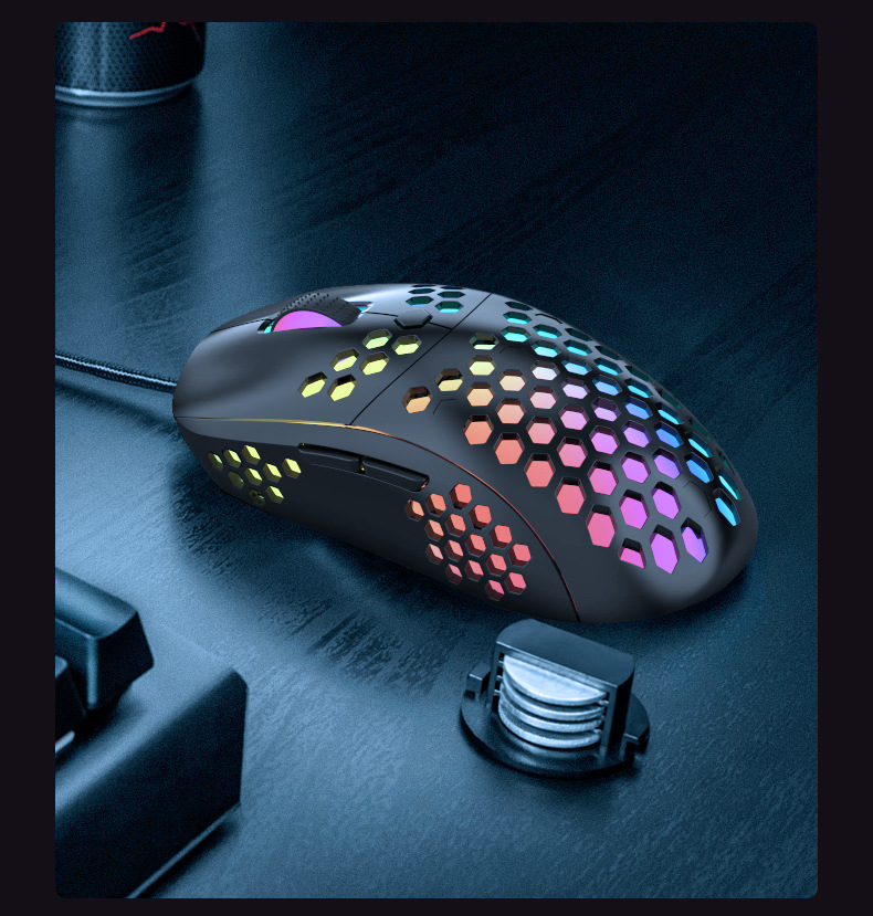 Die kabelgebundene neue CW-Profi-Gaming-Maus mit sechs Geschwindigkeiten und DPI einstellbarer RGB-Licht-USB-Schnittstelle ist geeignet_voghion.com