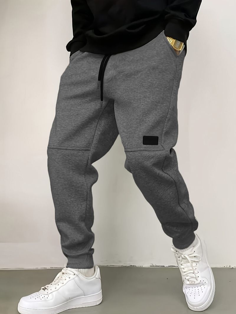 Pantalon de jogging décontracté uni pour homme – Pantalon de survêtement style rétro à revers élastiques pour une mode urbaine (plusieurs couleurs et tailles)_voghion.com