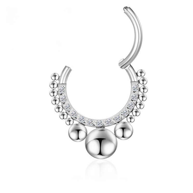 F136 Titan Septum Piercing Helix Näsringar Zirkon Gångjärnssektion Tragus Örhängen Lob Clicker Kroppsbrosk Damsmycken_voghion.com