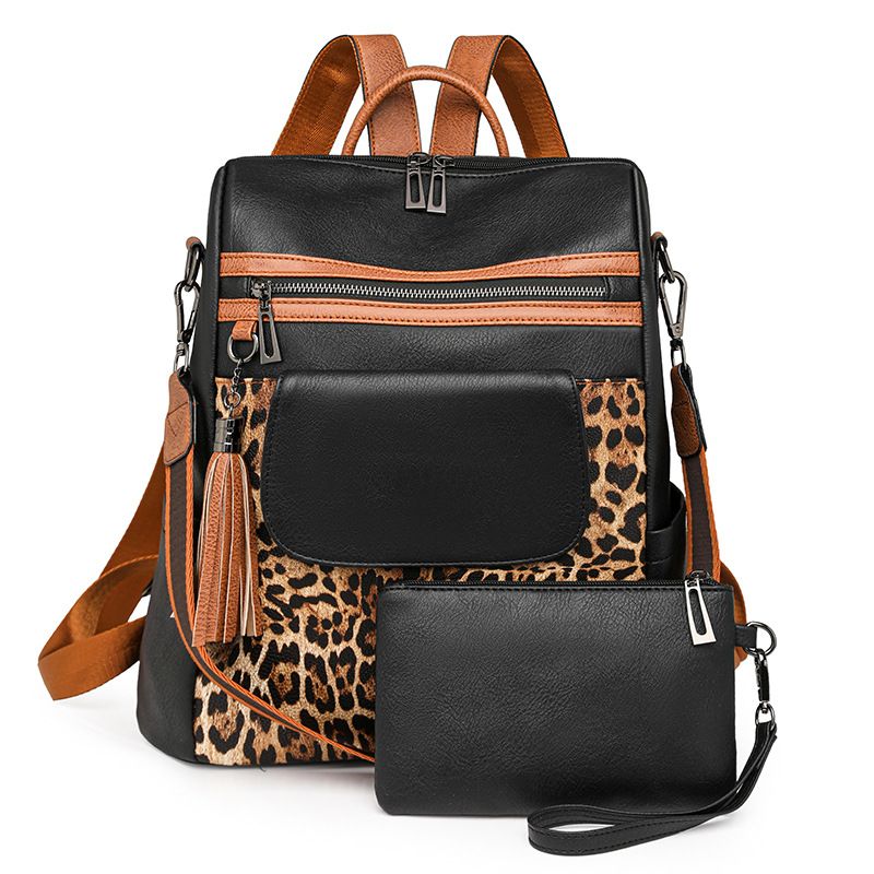 Cute New Leopard Print Fashion Large Capacity Women's Backpack_voghion.com