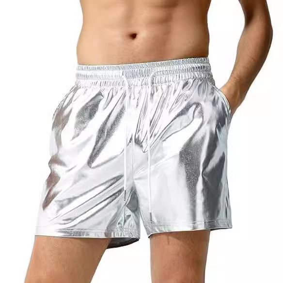 Pantaloncini da spiaggia casual da uomo Premium Products 2025 Silk Chart in pelle brillante tricolore_voghion.com