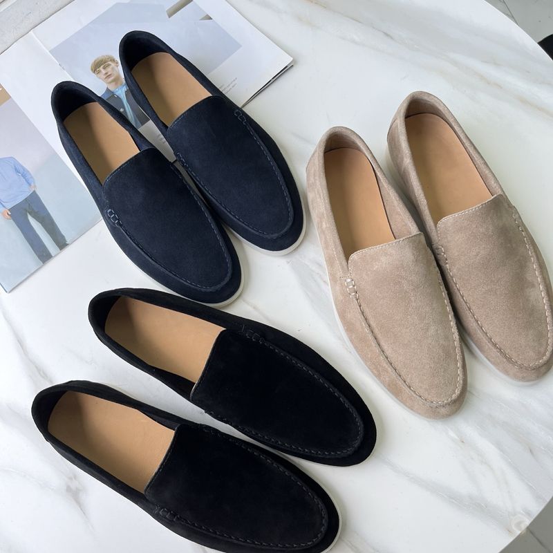 L*P Unlabeled 25 New Colors Genuine Leather Loafers British Style Business Slip-On Casual Men's Shoes Flat Simple_voghion.com