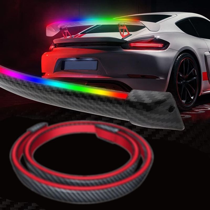 51 Inch Coloured Drift Tail Light Universal LED Car Carbon Fibre Car Trunk Roof Wing Light Strip With Turn Signal 12v_voghion.com