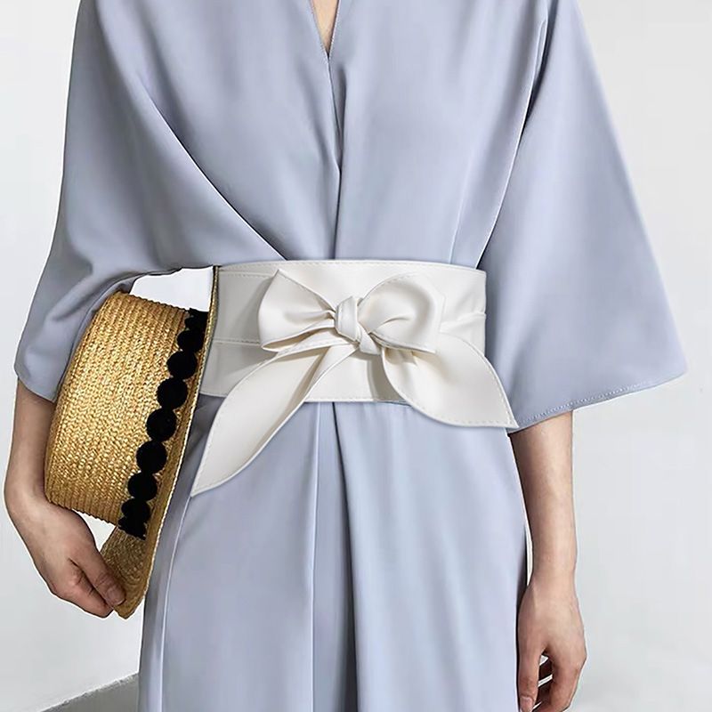 Women's All Match Decorative Wide Soft Leather Ribbons, Women's Waist Belts, Knotted Belts_voghion.com