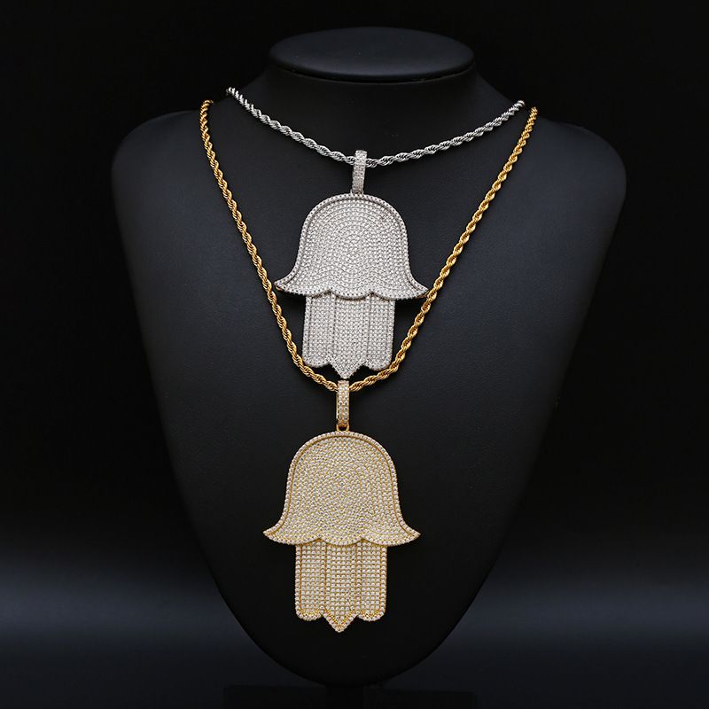 Meeste ehted Kvaliteetne Dadima käekaelakee ripats Mikroinkrusteeritud tsirkoonidega hiphop-moe isiksuse kaelakee ehted_voghion.com