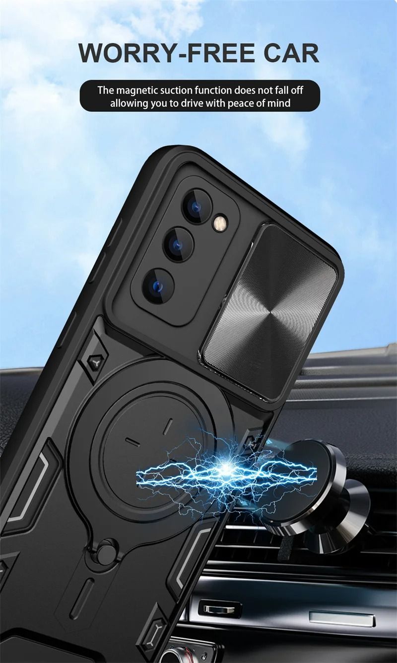 For Samsung Galaxy S20 FE 5G Case Magnetic Metal Ring Holder Armor Cases For Galaxy S20 FE 2022 S20FE Slide Lens Protect Cover_voghion.com