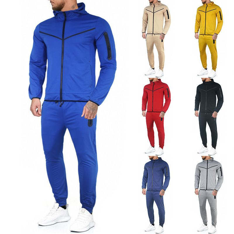 Spring Autumn Coat, Long Pants, Hooded Sports and Casual Set, Men's Set_voghion.com