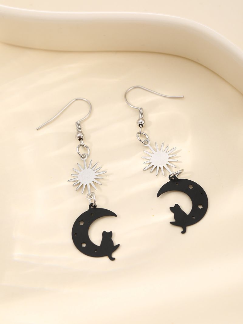 Pendientes de moda con borlas de sol y luna, bonitos gatos, para mujer, elegantes joyas de fiesta, colgantes_voghion.com