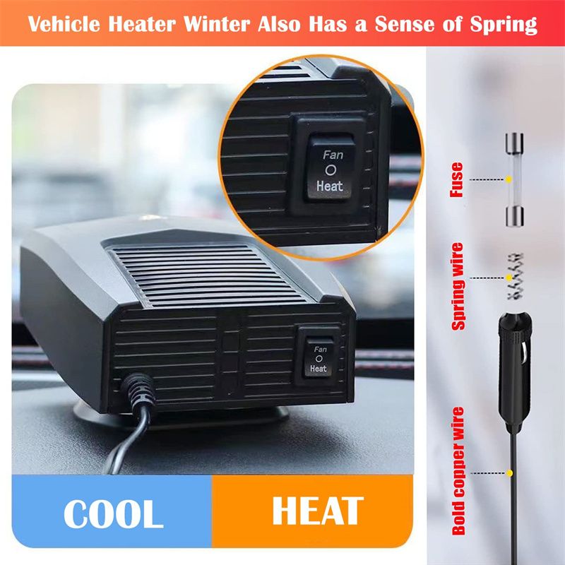 Taşınabilir Araba Isıtıcı 12V 24V 180W Coog 360 Derece Buz Çözücü Buz Çözme Kış Isıtma Fanı_voghion.com