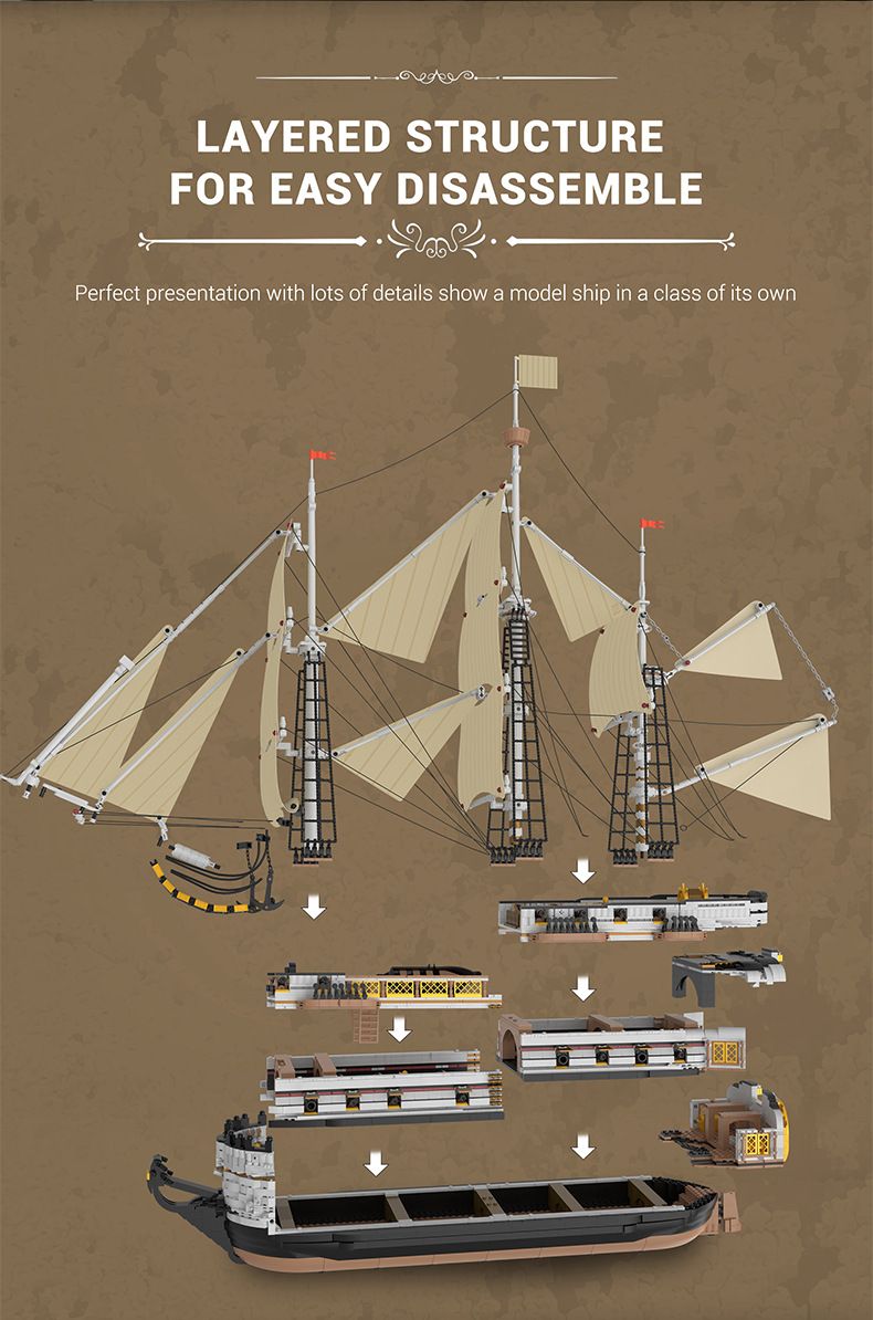 Modellino di nave Endeavour - Modello di nave a vela di alta difficoltà, giocattolo fai da te da esporre sul tavolo per adulti e adolescenti_voghion.com