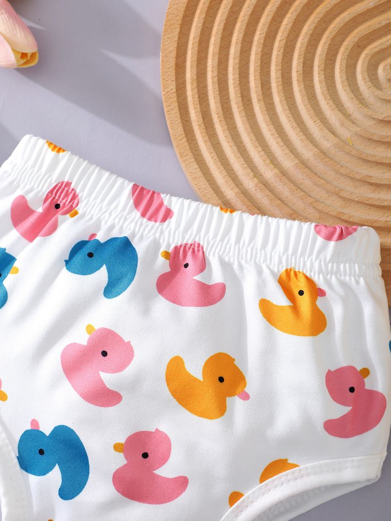 Pantalones cortos triangulares con diseño de patito amarillo para madres e hijos, bebés y niños_voghion.com