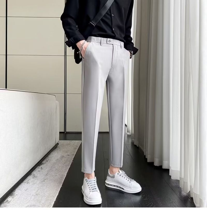 Herrenbekleidung Herren Slim Fit Anzughose für Business Casual - Gerader Schnitt, knitterfrei & leichte Polyestermischung - Schwarz, Dunkelgrau_voghion.com