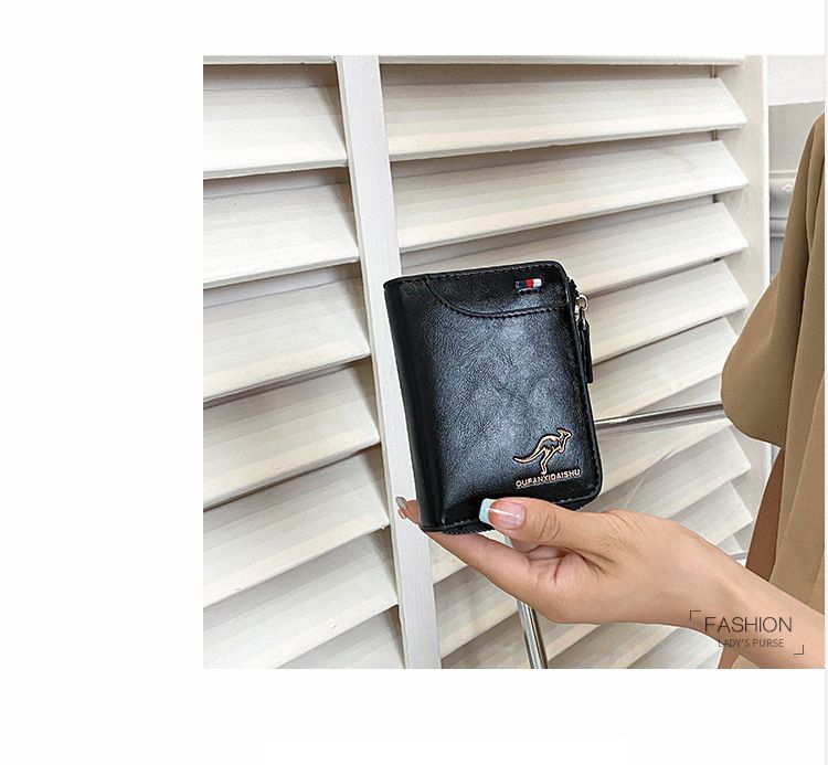 Herren Geldbörse Brieftasche Kurze Brieftasche Retro Reißverschluss Münzbörse Mode Kartenset Multi-Karten Clutch Bag_voghion.com