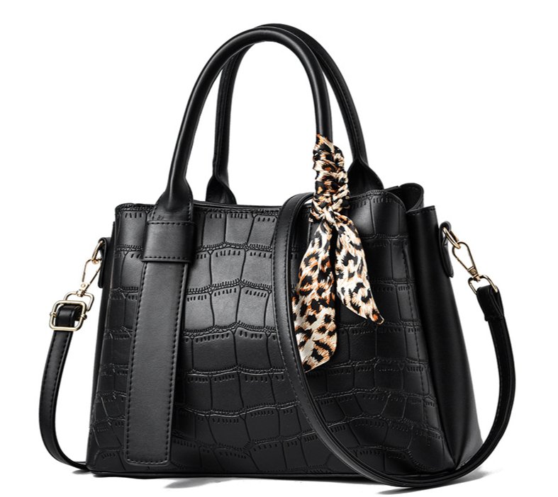 Große Tasche Damen Außenhandel Neu 2023 Trendige Mode PU-Leder Steinmuster Seidenschal tragbare Schulter Umhängetasche große Kapazität_voghion.com
