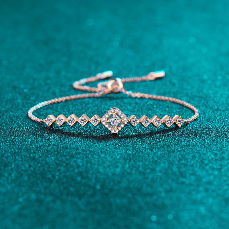 Bracciale in argento puro Mosang Stone 3D con catena regolabile Push Pull, stile fresco e semplice_voghion.com