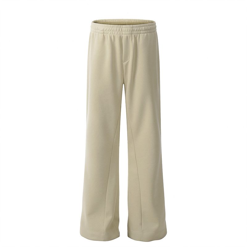 Men's Clothing Solid Color Loose Flared Pants Men's Long Sweatpants Versatile Casual Elastic Waist Wide Leg Flared Pants_voghion.com