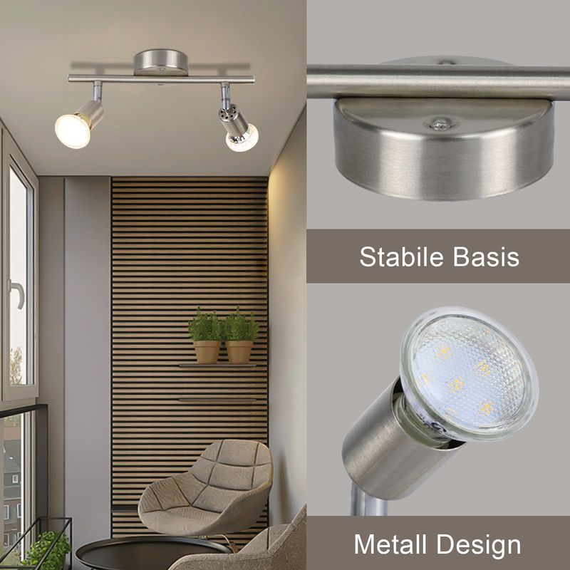 Glitzerlife LED Deckenstrahler Schwenkbar GU10 Deckenleuchte Chrom - Deckenspots 2 Flammig Deckenlampe Für Bad Küchen Flur Schlafzimmer Leuchtmittel Enthalten_voghion.com