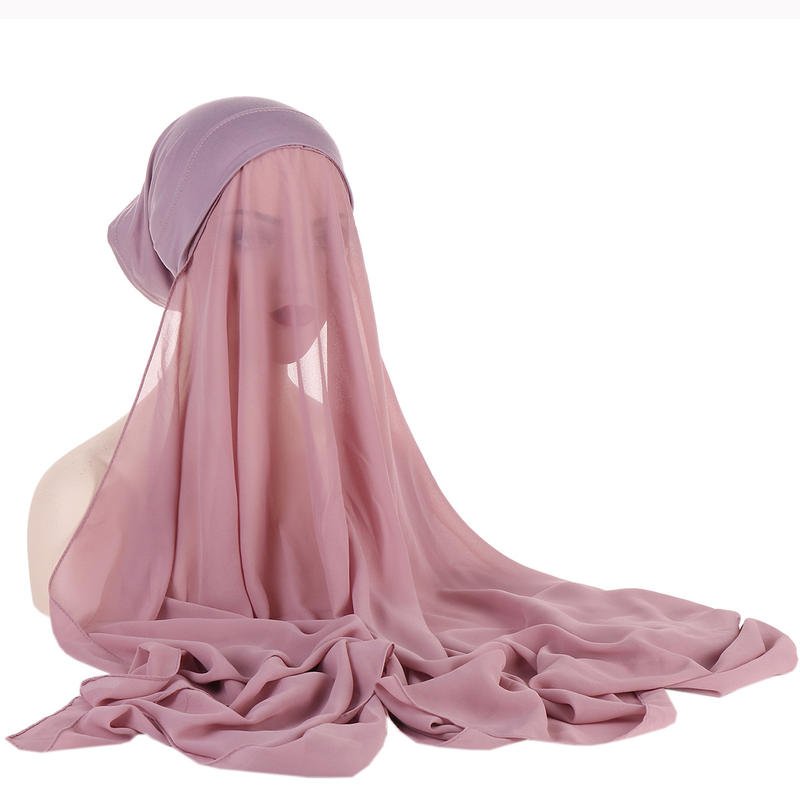 Women's Hats selling chiffon turban hat set monochrome pearl chiffon hat scarf set_voghion.com