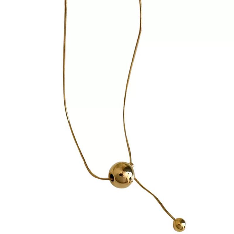 Collana con perline geometriche 3D Dongdaemun coreana per donna, in acciaio al titanio corto, ad alta conservazione del colore, semplice e versatile._voghion.com