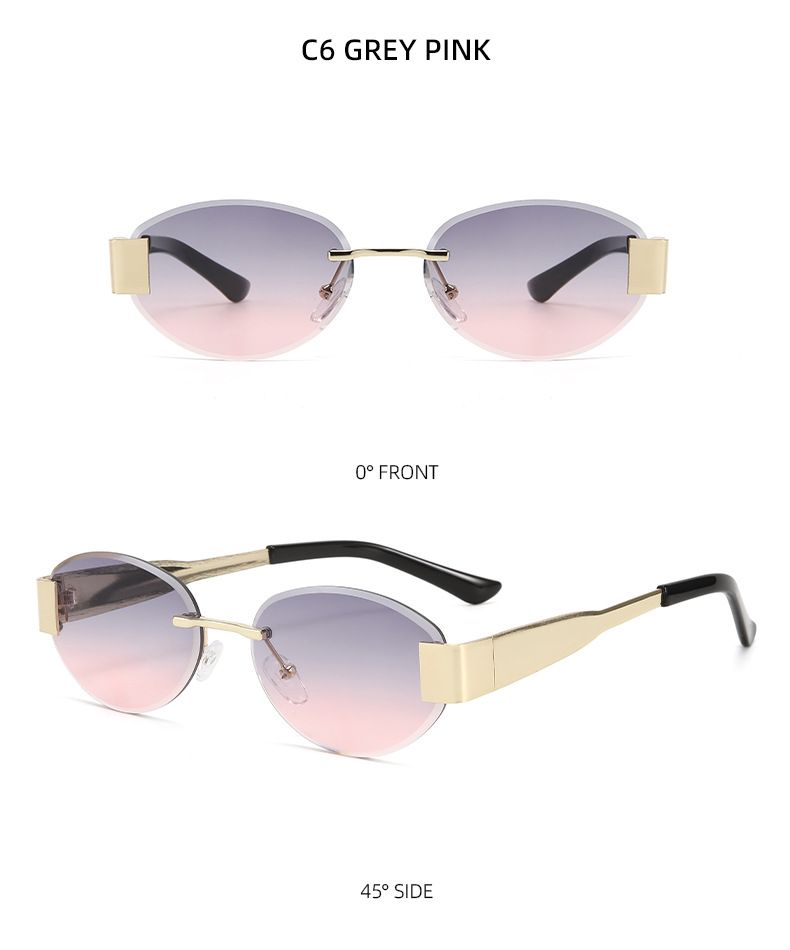 New Frameless Trimmed Metal Sunglasses Cross Border Retro UV400 Trendy Sunglasses High End Fashion_voghion.com