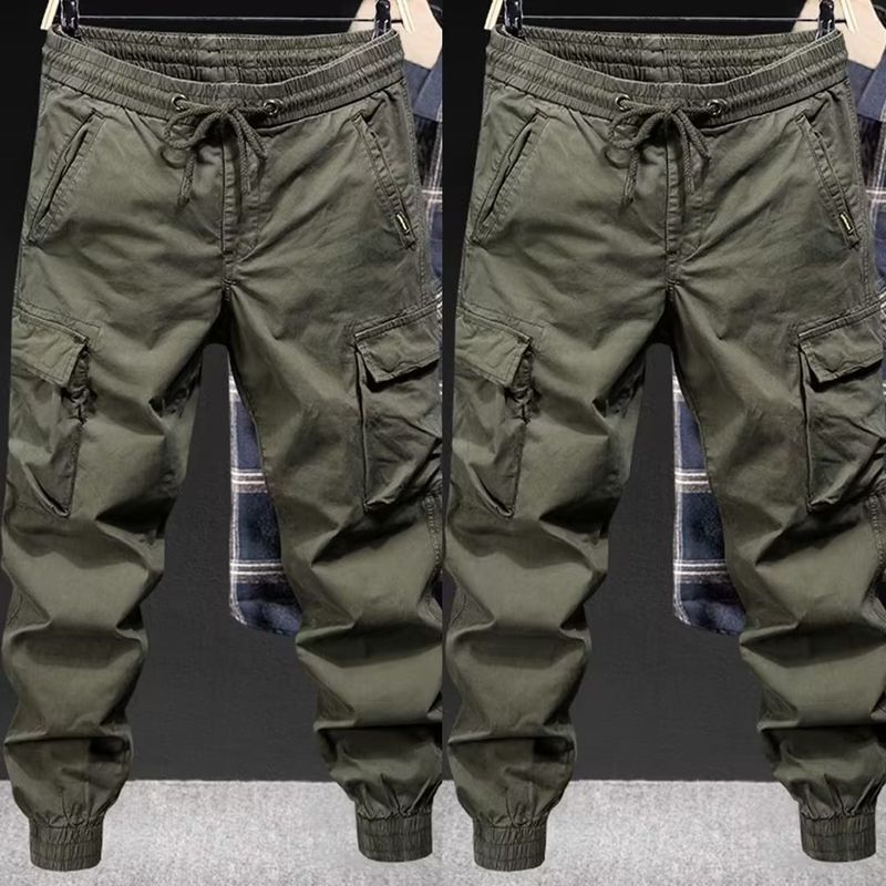 Spring And Autumn, Trendy Loose Leg Tie Solid Color Workwear For Men, American Casual Pants_voghion.com