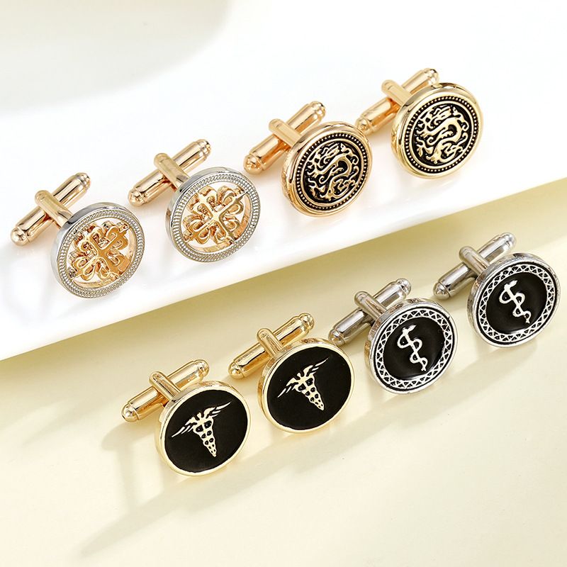 Neue zweifarbige runde Manschettenknöpfe für Männer Französische Business-Hemdmanschettenknöpfe_voghion.com