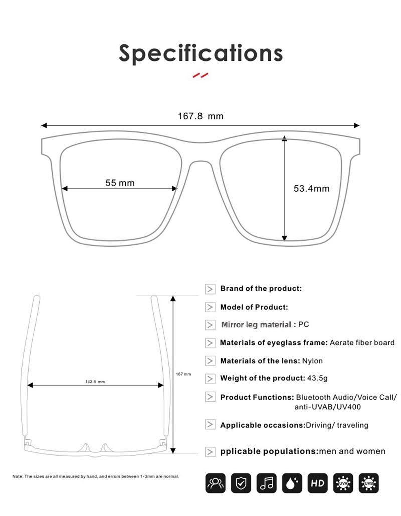 Smart Glasses, Wireless Bluetooth Hands-Free Calling Music Play Headphones With Microphone Motion Stereo Speaker Glasses_voghion.com