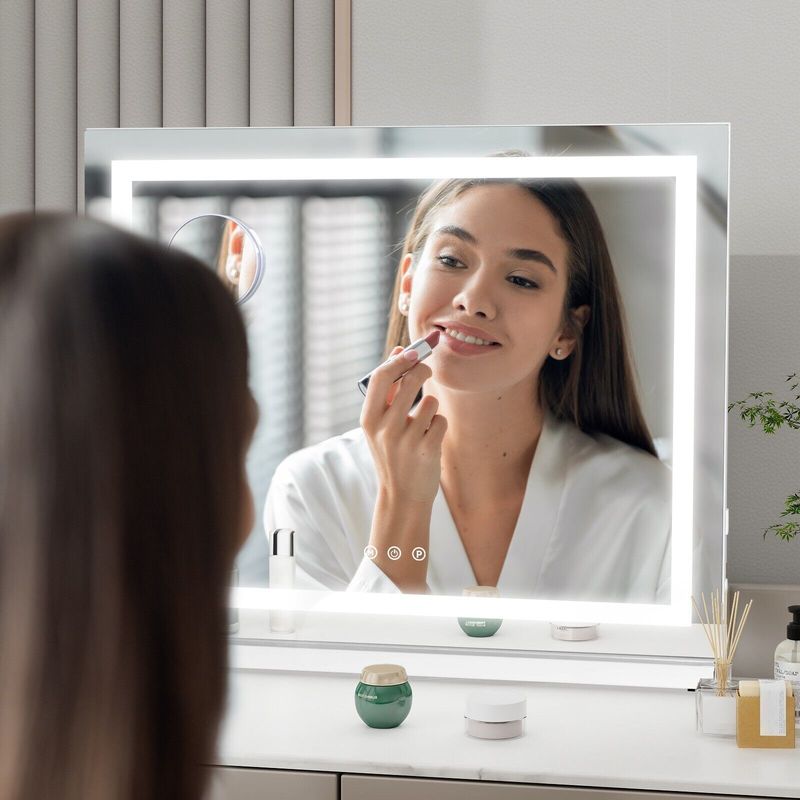 Hollywood Large Makeup Mirror 58*46cm Vanity Mirror Dimmable LED 3 Color Light_voghion.com