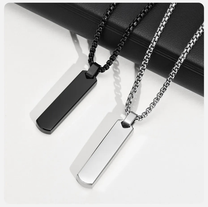 Collana con iniziale Vnox alla moda da uomo, ciondolo con barra verticale geometrica spessa con lettere dalla A alla Z, colletto semplice casual, regalo per lui_voghion.com