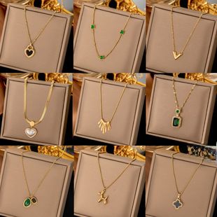 IJspatroon Steen Poeder Diamant Koper Geplateerd Echt Goud Titanium Staal Ketting Sleutelbeen Ketting Dames All-match ins Stijl Licht Luxe Sieraden Non-f_voghion.com