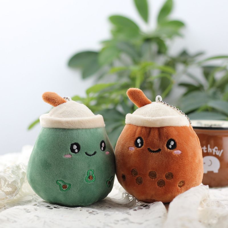 Plüsch-Fruchtmilch-Schlüsselanhänger mit süßer Teetasse, weiches kleines Plüschtier, Geschenk_voghion.com