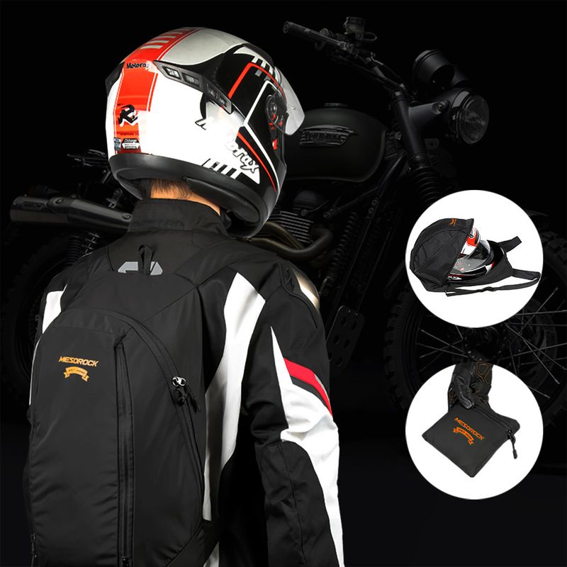 Mochila de motocicleta, bolsa para capacete de motocicleta, dobrável, à prova d'água, ampliada, lazer ao ar livre, leve, masculina e_voghion.com