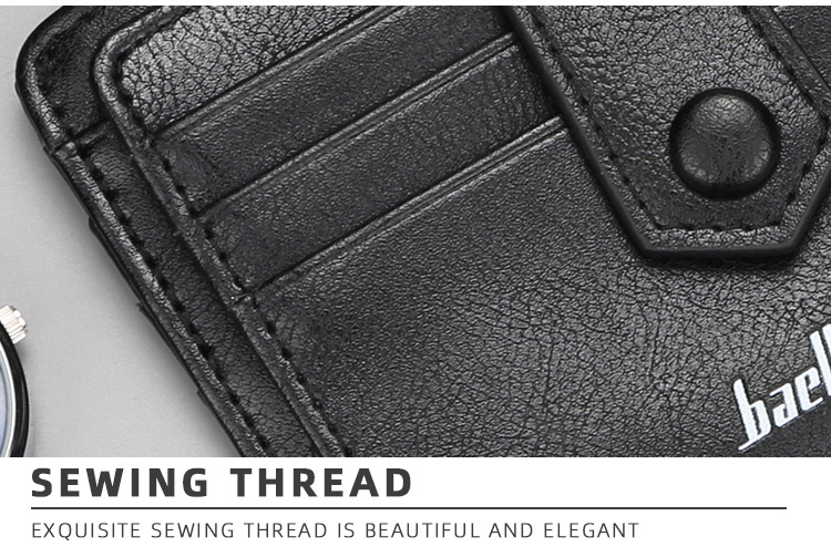 Baellerry Herren-Kartenhalter-Version mit mehreren Kartenfächern, Führerschein, Münzgeldbörse, einfacher Reißverschluss, dünnes Kartenetui_voghion.com