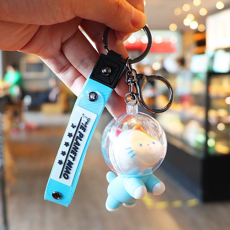 Cartoon space cat couple bag cute car schoolbag men's and women's pendant key chain keychain small gift_voghion.com
