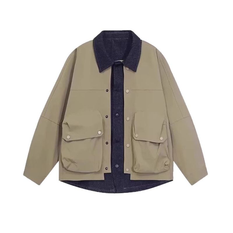 New Spring 2025 Patchwork Design Denim With Loose Fit, Trendy And Cool Korean Style Jacket For Men_voghion.com