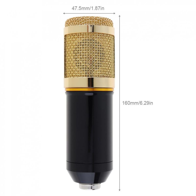 BM 800 Karaoke-mikrofoner Profesjonell kondensatormikrofon med stativarm og popfilter for datakablet studio /_voghion.com