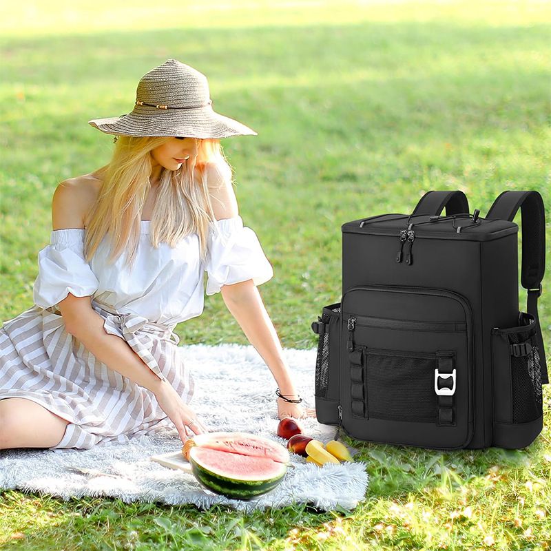 Moderner isolierter Kühlrucksack – faltbare und tragbare Lunchtasche für Arbeit, Fitnessstudio und Outdoor (Schwarz/Grau)_voghion.com