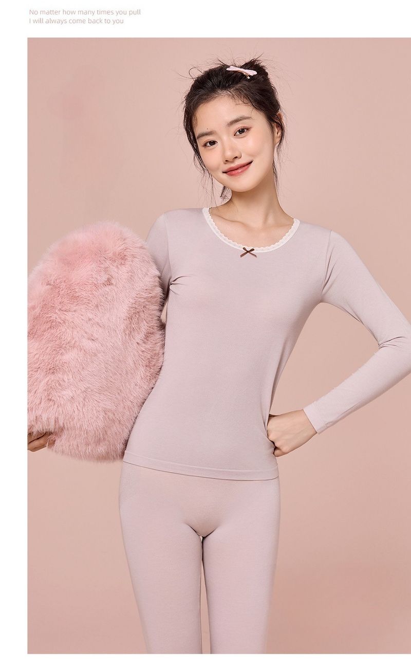 Maschinenwaschbares, nahtloses, körperformendes Thermounterwäsche-Set aus Wolle | Slim Fit-Langunterhose aus Merinowolle für Herbst und Winter_voghion.com