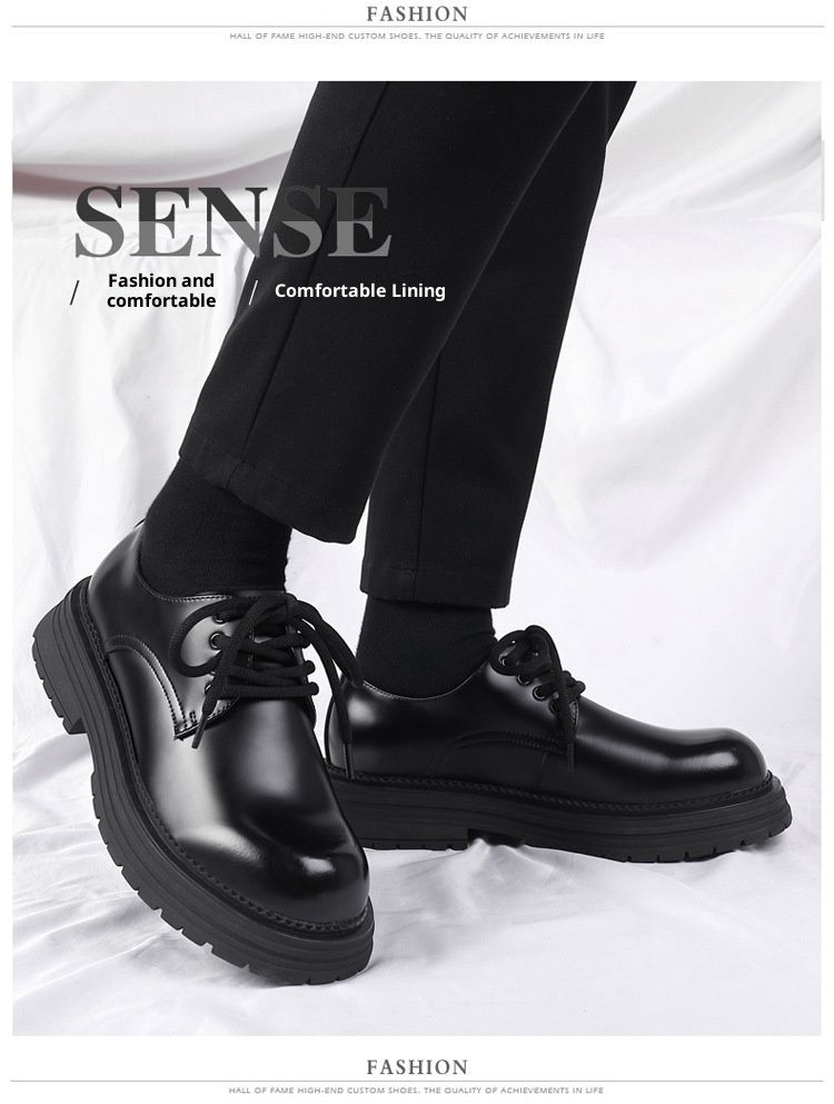 WalkPrime Derby da uomo, stivali bassi Martin, stile britannico, punta tonda, robusti, neri, scarpe casual in pelle con suola spessa, versatili_voghion.com