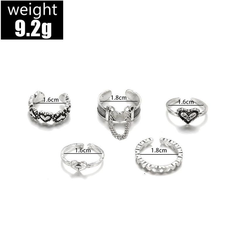 Neu Personalisierte Kombination Herz Kette Öffnen 5-Teiliges Set Ringe Schmuck_voghion.com