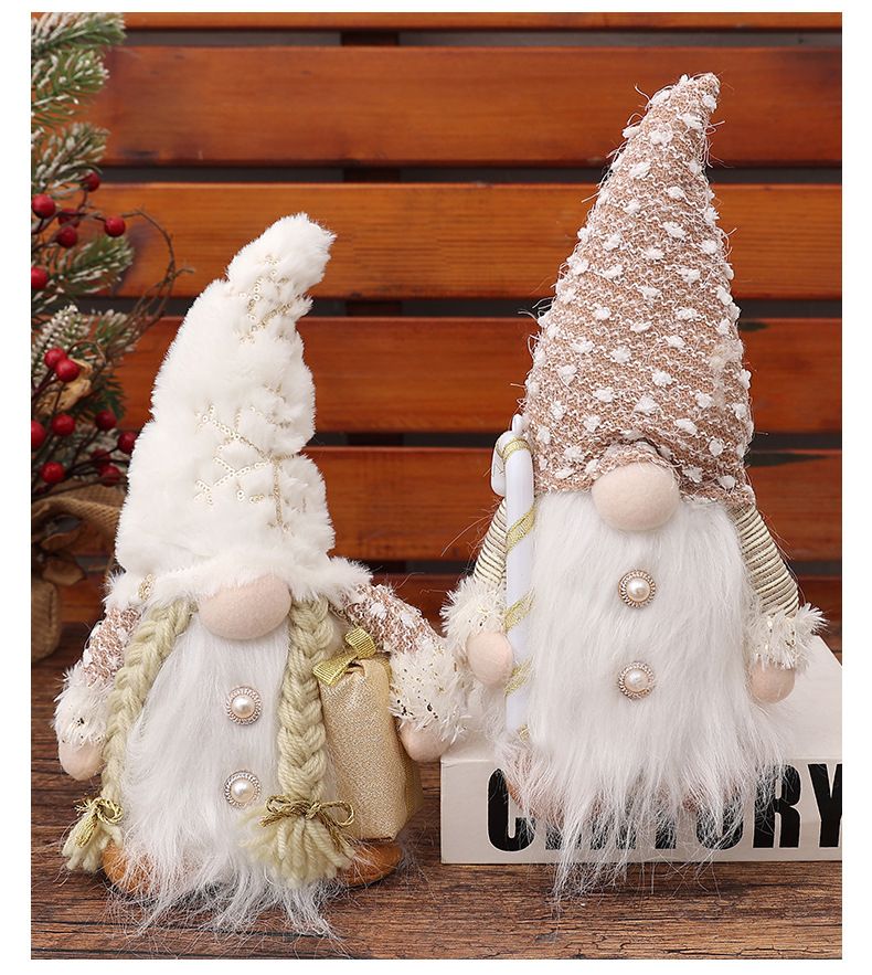Muñeco de peluche navideño de Rodolfo con sombrero LED y bastón de caramelo, decoración festiva para la ventana para alegrar las fiestas._voghion.com